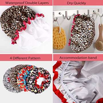 Alimu Waterproof Shower Caps - Stylish & Comfortable