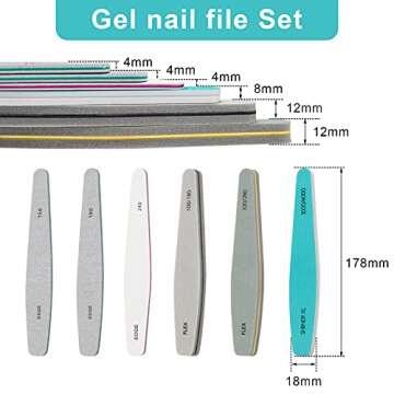 Nail Files, AHIER Nail Buffers Emery Boards Gel Nail Polish Remover Washable Different Grit Nail Fil...