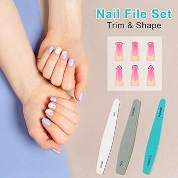 Nail Files, AHIER Nail Buffers Emery Boards Gel Nail Polish Remover Washable Different Grit Nail File Set 6pcs