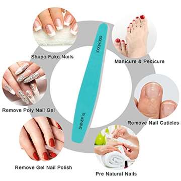 Nail Files, AHIER Nail Buffers Emery Boards Gel Nail Polish Remover Washable Different Grit Nail File Set 6pcs