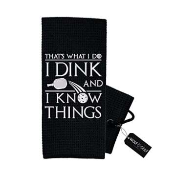 Pickleball Towel | I Dink and I Know Things Pickleball Towel | Pickleball Gift | Embroidered Funny Pickleball Towel | Pickleball Gear | Retirement Gift