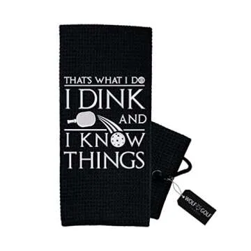 Pickleball Towel | I Dink and I Know Things Pickleball Towel | Pickleball Gift | Embroidered Funny Pickleball Towel | Pickleball Gear | Retirement Gift