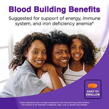 Feosol Complete Iron Supplement Caplets, Bifera Iron for High Absorption, Heme and Non-Heme Dual Action Minimizes Side Effects, 1 Per Day, for Energy and Immune System Support, Made in USA, 30 Count