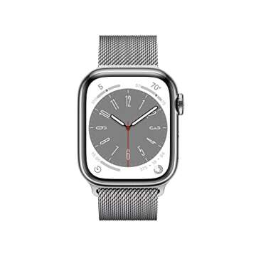 Apple Watch Series 8 [GPS + Cellular 41mm] Smart Watch w/Silver Stainless Steel Case with Silver Milanese Loop. Fitness Tracker, Blood Oxygen & ECG Apps, Always-On Retina Display, Water Resistant