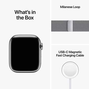 Apple Watch Series 8 [GPS + Cellular 41mm] Smart Watch w/Silver Stainless Steel Case with Silver Milanese Loop. Fitness Tracker, Blood Oxygen & ECG Apps, Always-On Retina Display, Water Resistant
