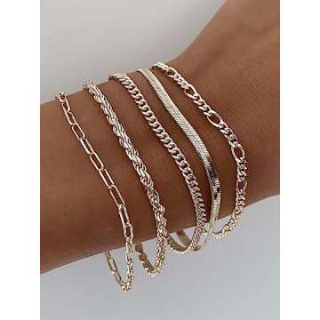 Gorgeous DEARMAY 5-Piece Gold Bracelets Set for Women - Ideal Jewelry Gift for Any Occasion