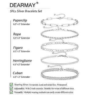 Stylish DEARMAY Sterling Silver Bracelets Set for Women