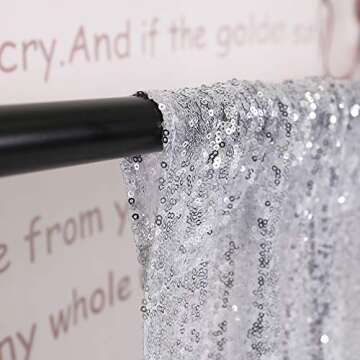 TRLYC 3FT x 7FT Silver Sequin Backdrop for Events