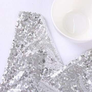 TRLYC 3FT x 7FT Silver Sequin Backdrop for Events