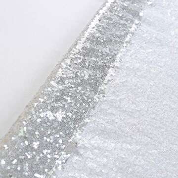 TRLYC 3FT x 7FT Silver Sequin Backdrop for Events