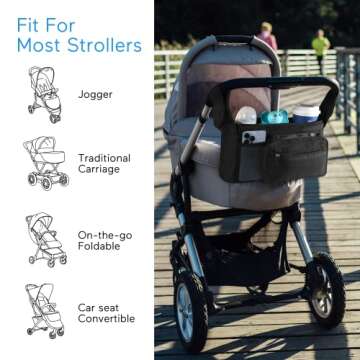 Lupantte Universal Stroller Organizer with Cup Holders