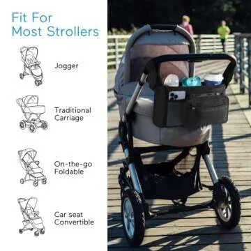 Lupantte Universal Stroller Organizer with Cup Holders