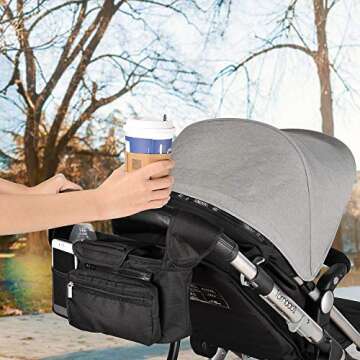 Lupantte Universal Stroller Organizer with Cup Holders