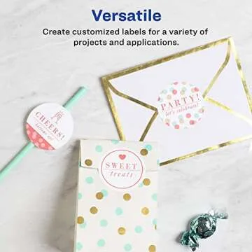 Avery Round Labels with Sure Feed, 1.5" Diameter, 100 Glossy White Labels (36490)