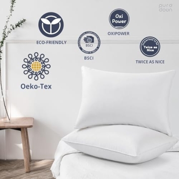 puredown Goose Feathers and Down Pillows Set of 2 King Size