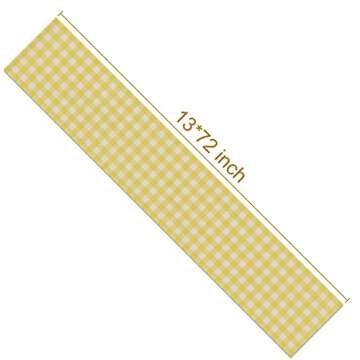 Nepnuser Linen Yellow and White Buffalo Plaid Table Runner Easter Gingham Checkered Birthday Party Decoration Farmhouse Home Kitchen Decor