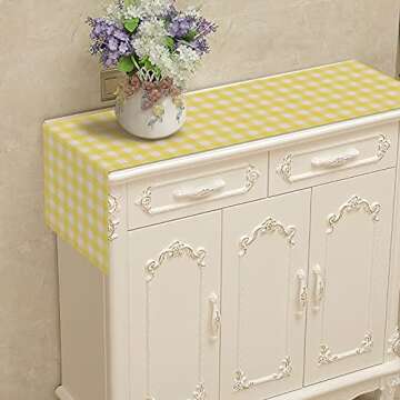Nepnuser Linen Yellow and White Buffalo Plaid Table Runner Easter Gingham Checkered Birthday Party Decoration Farmhouse Home Kitchen Decor