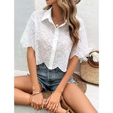 Stylish Verdusa Floral Eyelet Blouse for Women