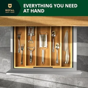 Elegant Bamboo Kitchen Drawer Organizer - Adjustable Utensil Holder