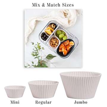 The Silicone Kitchen Reusable Silicone Baking Cup Silicone Muffin Liners for Cupcakes, BPA Free, Regular, 12 Pack, White Blue Green