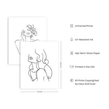 RipGrip Minimalist Line Art Prints Set of 4| Aesthetic Posters, Apartment Decor, Minimalist Art Print, Fine Line Art, Black and White Abstract Minimalist Wall Art for Women UNFRAMED (8x10)