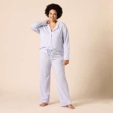 Amazon Essentials Women's Cotton Modal Long Sleeve Shirt and Full Length Pant Pajama Set