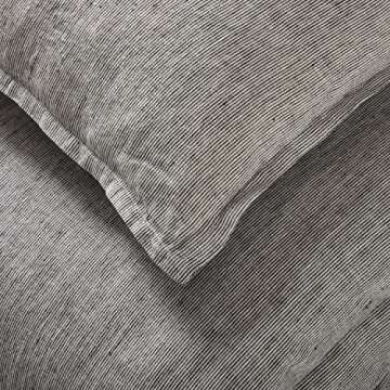 Amazon Brand – Stone & Beam Wooden Button Farmhouse Duvet Cover Set, King, Grey
