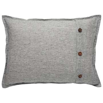 Amazon Brand – Stone & Beam Wooden Button Farmhouse Duvet Cover Set, King, Grey