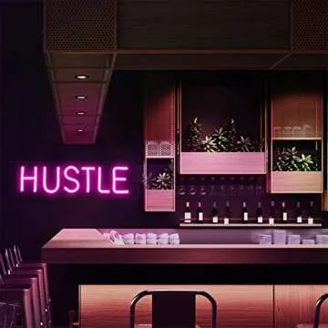 Hustle Neon Wall Sign - Bright Pink LED Light for Decor