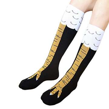 JINSEY Crazy Chicken Legs Knee High Fitness Novelty Socks