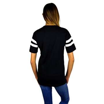 Disney Womens Mickey Mouse Varsity Football Tee (Black, Small)