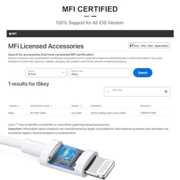 iSkey [Apple MFi Certified] Aux Cord for iPhone, 3.5mm Aux Cable for Car Compatible with iPhone 14 13 12 11 XS XR X 8 7 6 iPad iPod for Car Home Stereo, Speaker, Headphone, Support All iOS Version