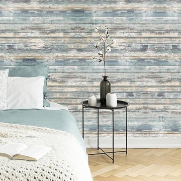 Arthome Blue Rustic Wood Peel Stick Wallpaper Easy Clean