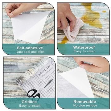 Arthome Blue Rustic Wood Peel Stick Wallpaper Easy Clean