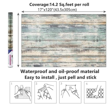 Arthome Blue Rustic Wood Peel Stick Wallpaper Easy Clean