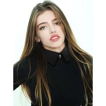 Syhood 4 Pcs Fake Collar Detachable False Dickey Collar Half Shirts Round for Women Outfits(Cotton,Oxford Cloth,White,Black,Pink,Blue)