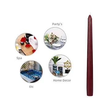 10 Inch Burgundy Taper Candles