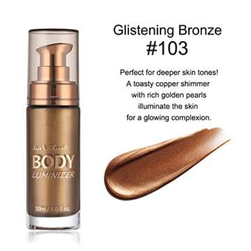 MAEPEOR Body Luminizer 30 ML, 03 Glistening Bronze - Waterproof Smooth Shimmer Face Glow Illuminator