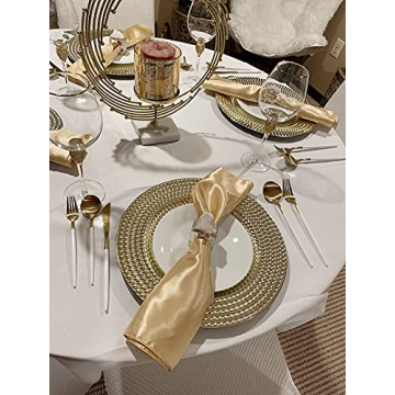 AMOYSTONE Square White Quartz Napkin Rings Set of 4