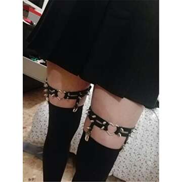 YunPeng Women Sexy Leather Heart Garters - Punk Rock Inspired Leg Rings
