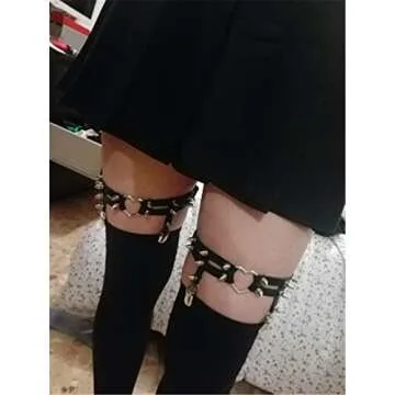 YunPeng Women Sexy Leather Heart Garters - Punk Rock Inspired Leg Rings