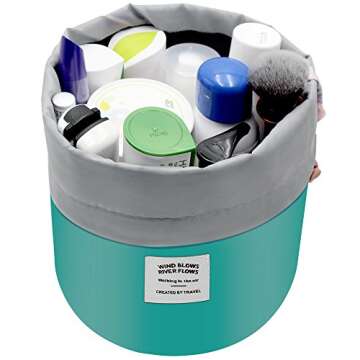 Cosmetic Bags Travel Barrel Cases Kit Organizer Storage Carry Case Toiletry cosmetic bag,Women Girls...