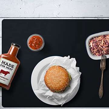 wellhouse 23.6" by 15.7" Extra Large Mulitpurpose Silicone Nonstick Pastry Mat Countertop Protector Heat Resistant Nonskid Table Mat (Black-2pcs)