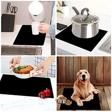 wellhouse 23.6" by 15.7" Extra Large Mulitpurpose Silicone Nonstick Pastry Mat Countertop Protector Heat Resistant Nonskid Table Mat (Black-2pcs)