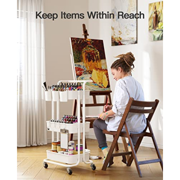 Pipishell 3-Tier Rolling Cart - Easy to Assemble and Versatile