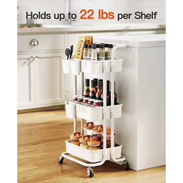 Pipishell 3-Tier Rolling Cart - Easy to Assemble and Versatile
