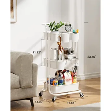 Pipishell 3-Tier Rolling Cart - Easy to Assemble and Versatile