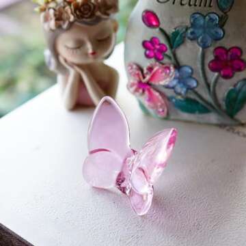 Kanpura Pink Crystal Butterfly Figurine - Handcrafted Delight