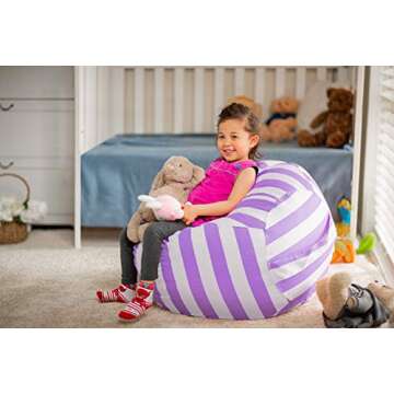 Wekapo Stuffed Animal Storage Bean Bag Chair Cover for Kids | Stuffable Zipper Beanbag for Organizin...