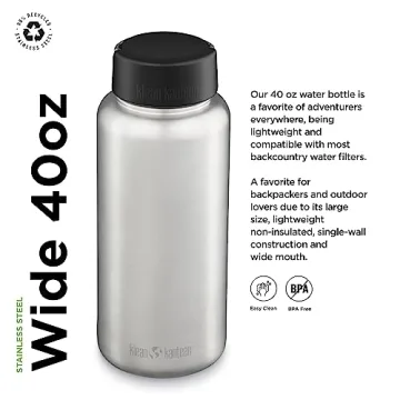 Klean Kanteen 40oz Stainless Steel Wide Mouth Water Bottle